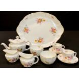 A Royal Crown Derby Posies pattern miniature cabaret set comprising tray, teapot, cream jugs,