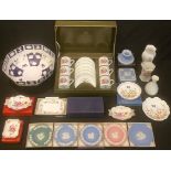 Ceramics - a set of six Royal Worcester coffee cans and saucers, boxed; Wedgewood Jasperware