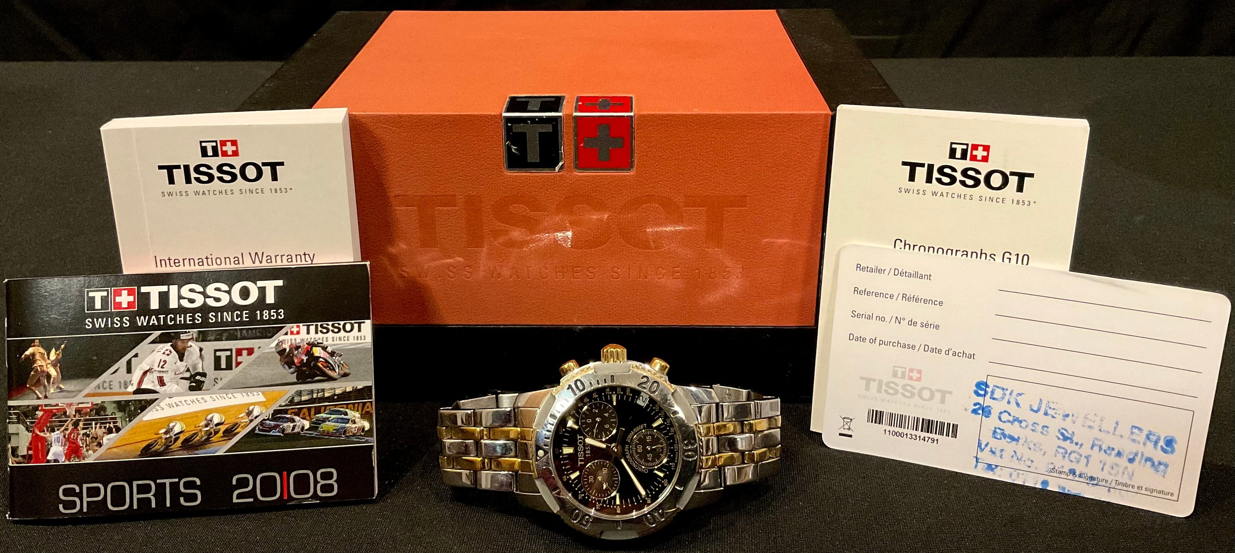 A Tissot 1853 multi dial chronograph, divers watch, to 200m, boxed with papers and spare links