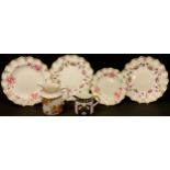 A pair of Royal Antoinette shaped circular plates, 26cm diameter; a Royal Pinxton Roses shaped