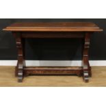 Ecclesiastical Salvage - a Gothic Revival oak and pine church altar table, rectangular top with