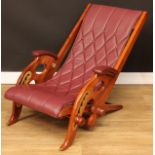 An Anglo-Indian design folding ship steamer chair, in the colonial campaign style and the manner