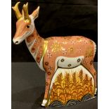 A Royal Crown Derby paperweight, Pronghorn Antelope, limited edition 589/950, gold stopper