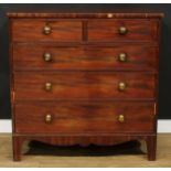 A George IV mahogany chest, crossbanded rectangular top above two short and three long graduated