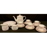 A Royal Crown Derby Brittany pattern part tea service comprising teapot, cake plate, cream jug,