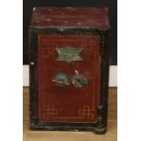 A late Victorian/Edwardian steel safe, by A.H. Walker & Co, Dudley, the lock drilled-out, 51cm high,