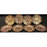 A set of eight Royal Crown Derby Imari 1128 pattern tea plates, 16cm diameter, printed marks,