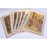 A collection of eighteen Chinese watercolours, painted with court and further figural tableaux,
