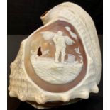 A cameo carved conch shell