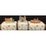 A Royal Crown Derby Treasures of Childhood Steam Train, boxed; two others, Fort, boxed; Tug Boat,