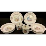 A pair of Wedgwood Beatrix Potter Peter Rabbit and Friends baby's nursery ware breakfast sets,
