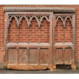 Architectural Salvage - a Gothic Revival design pine wall panel, 196cm high, 165cm wide, door, 190cm