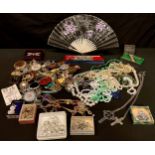 Costume Jewellery - assorted fashion brooches; glass and plastic bead necklaces; a 1920s lady's
