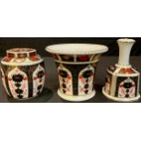 A Royal Crown Derby 1128 Imari pattern ginger jar and cover, first quality; a 1128 pattern bell,