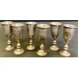 a set of six silver Jewish Kiddush cups, Birmingham 1912, 8.4cm high, 131g gross