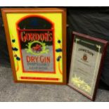 Advertising - a Gordon's Dry Gin Distillery, London wall mirror, 80cm x 55cm; another, Jameson,