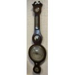 An L Bernasconi, Sheffield 19th century cross-banded mahogany wheel barometer with hydrometer,