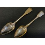 A pair of George III silver serving spoons, Sarah & John William Blake, London 1815, 4.4ozt (2)