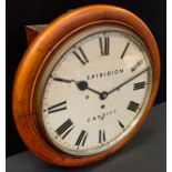 A late 19th century wall clock, cream dial marked Spiridion Cardiff, bold Roman numerals, fusee