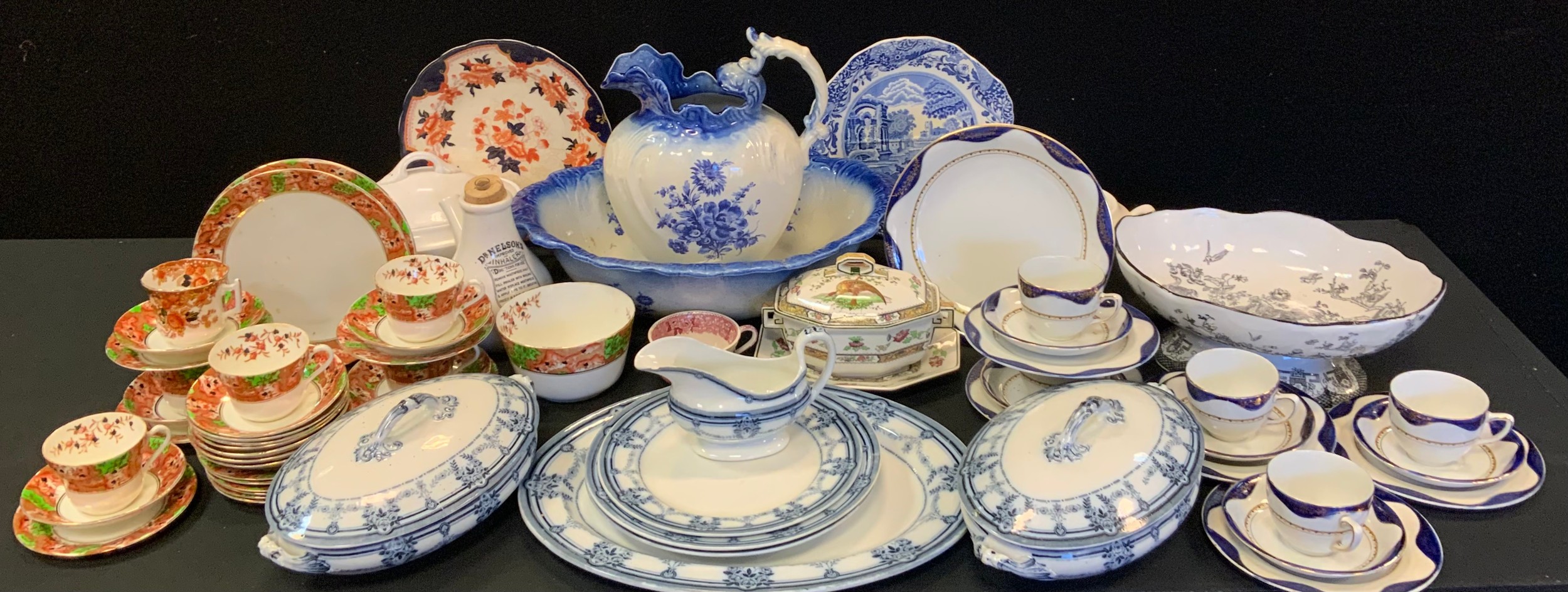 Ceramics - Victorian blue and white table ware; Spode Italian plate; part tea set, etc