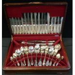 An Ibberson & Co E.P.N.S. canteen, for six, comprising dinner knives, forks, , dessert knives, forks