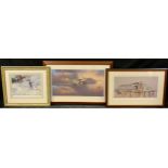 Adrian C Rigby, after, Aeroplane, coloured print, 32cm x 61cm; Sir William Russel Flint, Skier,