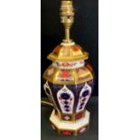 A Royal Crown Derby 1128 Old Imari octagonal table lamp, 31.5cm high overall, first quality