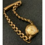 A 9ct gold cased Technos bracelet wristwatch, mechanical movement, 9ct gold fancy link bracelet,