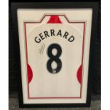 Sporting Interest - Steven Gerrard No.8 England Shirt, No.8 shirt, 2007, signed, framed