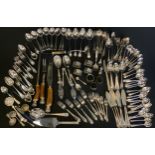 Flatware - fish servers, ivorine hafts; ladles, sifter spoons, napkin rings; etc