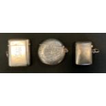 A silver vesta case, Chester 1908; another, oval; etc (3)