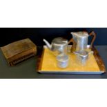 A mid 20th century Newmaid Picquot ware style four piece teaset on tray