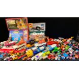 Toys- Die cast vehicles, Corgi, Dinky, etc, all play worn; board games including Cluedo and