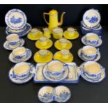 A Royal Doulton Norfolk pattern tea set; yellow coffee set