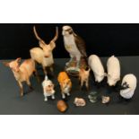 Beswick animals - Stag, doe and faun, Pigs Champion Wall Boy & Wall Queen pigs; black face ram and