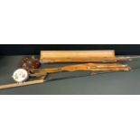 Fishing - a C L Hall combined five section bound cane fly/spinning rod, cased; Milbro Caledonian