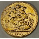 Coin - GB, Edward VII gold sovereign, 1910