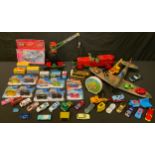 Toys - a Meccano model car and a crane; reproduction Dinky cars, boxed; a Noddy automated nursery