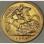 Coin - GB, Edward VII gold half sovereign, 1910