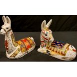A Royal Crown Derby paperweight, Llama, Collector's Guild exclusive, gold stopper; another,