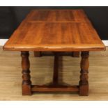 An 18th century style joined oak refectory table, 81cm high, 198cm long, 95cm wide