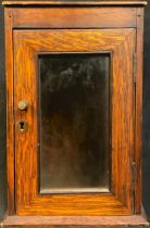 A Victorian oak country house letter box, rectangular top with post aperture, glazed door, 30cm