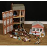 Toys & Juvenalia - a contemporary three-story doll’s house, 96.5cm high, 42.5cm wide, 41.5cm deep; a