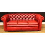An office reception Chesterfield sofa, Wade Upholstery, Long Eaton, deep button back, squab