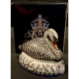 A Royal Crown Derby paperweight, Black Swan, 60th Anniversary exclusive, limited edition 69/600,