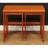 Mid-century Design - a retro McIntosh Triform teak nest of tables, the largest 60cm high, 74.5cm