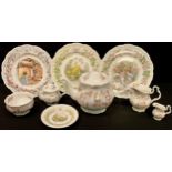 A Royal Doulton Brambly Hedge three piece tea service comprising teapot, cream jug and sugar bowl;