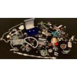 Jewellery - a collection of silver pendants, earrings, brooches, etc