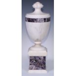 A Neo-Classical design white marble and amethyst quartz ovoid urn, 46cm high