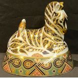 A Royal Crown Derby paperweight, Zebra, gold stopper, 15cm wide, printed mark